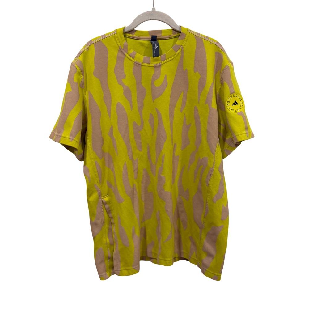 Adidas by Stella McCartney Lime Green Tan Zebra Print T-Shirt Large HG6872